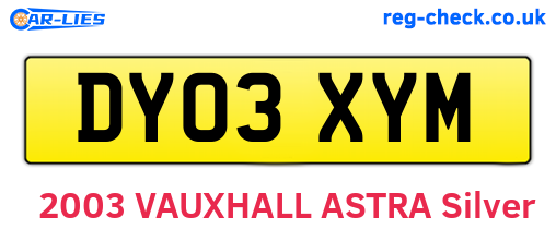 DY03XYM are the vehicle registration plates.