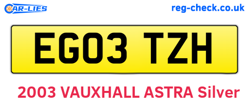 EG03TZH are the vehicle registration plates.