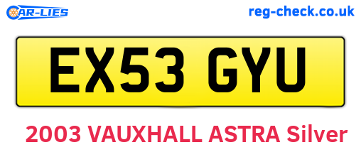 EX53GYU are the vehicle registration plates.