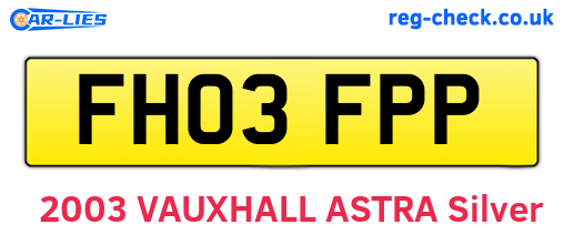 FH03FPP are the vehicle registration plates.