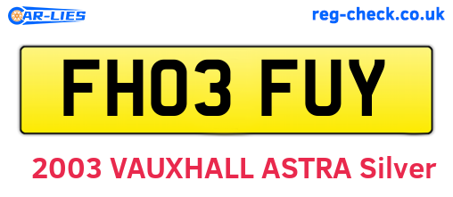 FH03FUY are the vehicle registration plates.