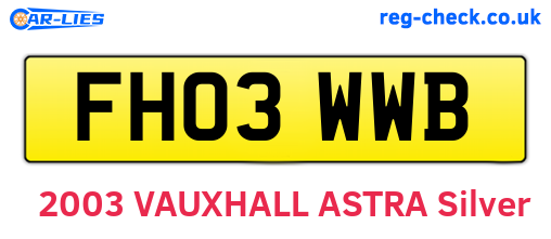 FH03WWB are the vehicle registration plates.