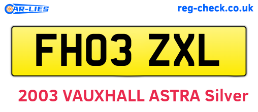 FH03ZXL are the vehicle registration plates.