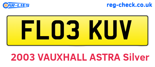 FL03KUV are the vehicle registration plates.