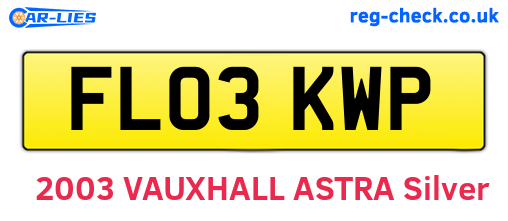 FL03KWP are the vehicle registration plates.