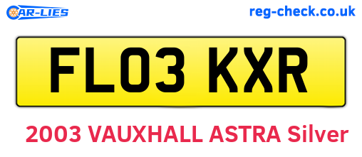 FL03KXR are the vehicle registration plates.