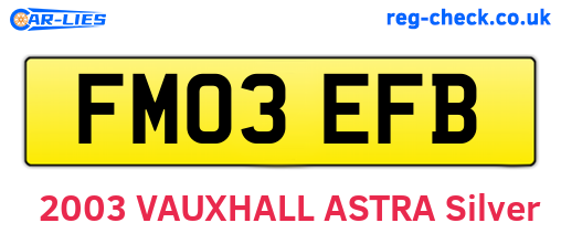 FM03EFB are the vehicle registration plates.