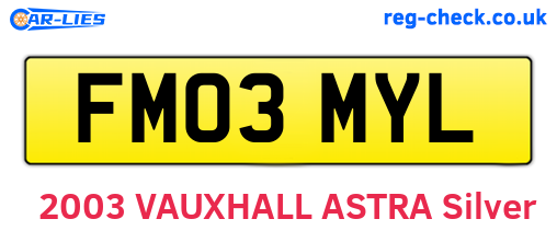 FM03MYL are the vehicle registration plates.