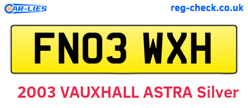 FN03WXH are the vehicle registration plates.
