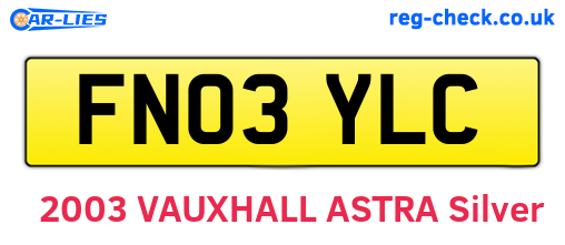 FN03YLC are the vehicle registration plates.