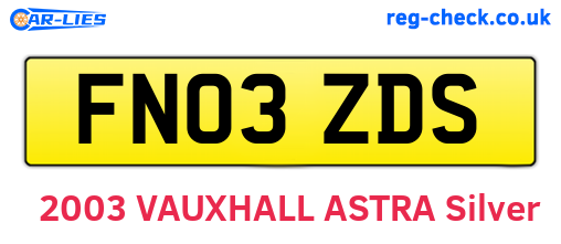 FN03ZDS are the vehicle registration plates.