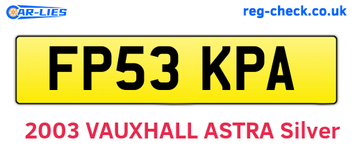 FP53KPA are the vehicle registration plates.