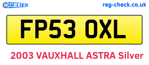 FP53OXL are the vehicle registration plates.