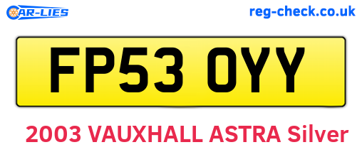 FP53OYY are the vehicle registration plates.