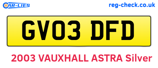 GV03DFD are the vehicle registration plates.