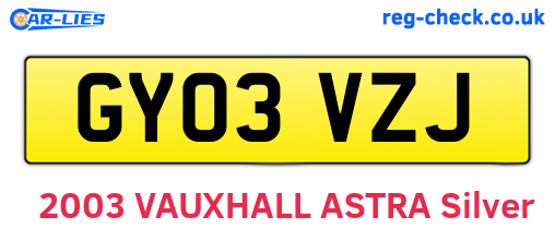 GY03VZJ are the vehicle registration plates.