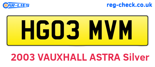 HG03MVM are the vehicle registration plates.