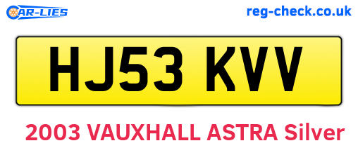 HJ53KVV are the vehicle registration plates.