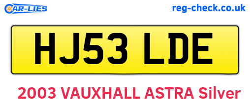 HJ53LDE are the vehicle registration plates.