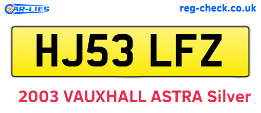 HJ53LFZ are the vehicle registration plates.