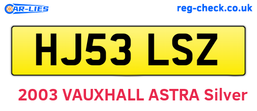 HJ53LSZ are the vehicle registration plates.