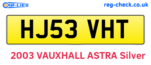 HJ53VHT are the vehicle registration plates.