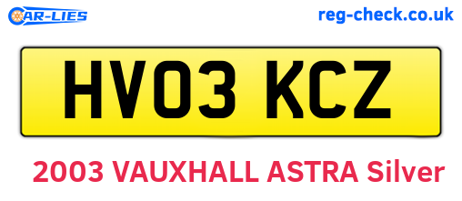 HV03KCZ are the vehicle registration plates.