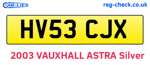 HV53CJX are the vehicle registration plates.