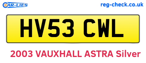 HV53CWL are the vehicle registration plates.