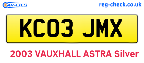 KC03JMX are the vehicle registration plates.
