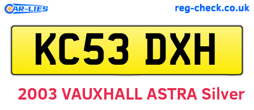 KC53DXH are the vehicle registration plates.