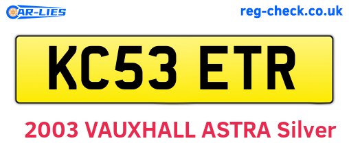 KC53ETR are the vehicle registration plates.