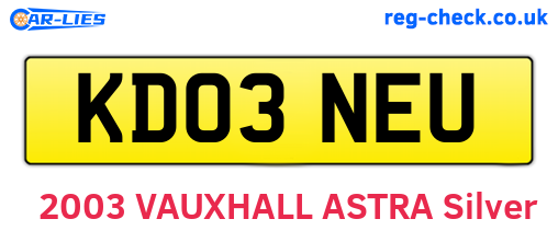 KD03NEU are the vehicle registration plates.