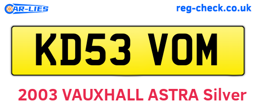 KD53VOM are the vehicle registration plates.