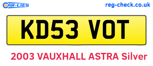 KD53VOT are the vehicle registration plates.