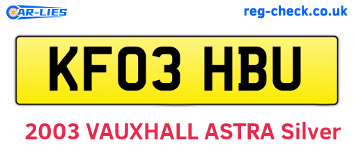 KF03HBU are the vehicle registration plates.