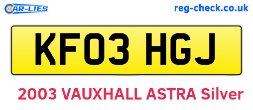 KF03HGJ are the vehicle registration plates.
