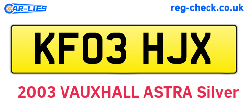 KF03HJX are the vehicle registration plates.