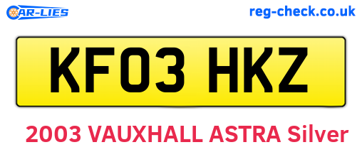 KF03HKZ are the vehicle registration plates.
