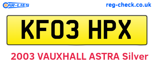 KF03HPX are the vehicle registration plates.