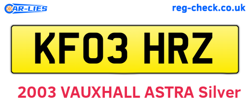 KF03HRZ are the vehicle registration plates.