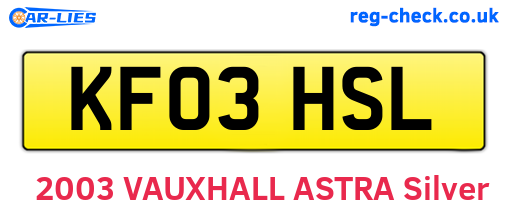 KF03HSL are the vehicle registration plates.