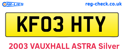 KF03HTY are the vehicle registration plates.