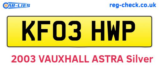 KF03HWP are the vehicle registration plates.