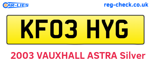 KF03HYG are the vehicle registration plates.
