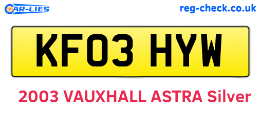 KF03HYW are the vehicle registration plates.