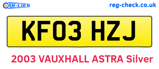 KF03HZJ are the vehicle registration plates.