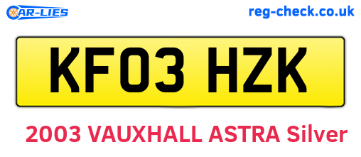 KF03HZK are the vehicle registration plates.