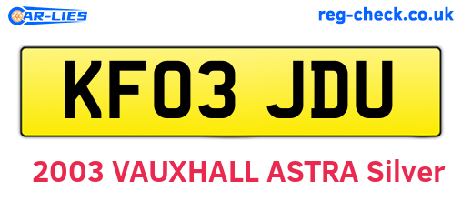 KF03JDU are the vehicle registration plates.