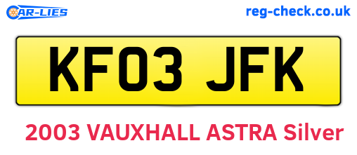 KF03JFK are the vehicle registration plates.